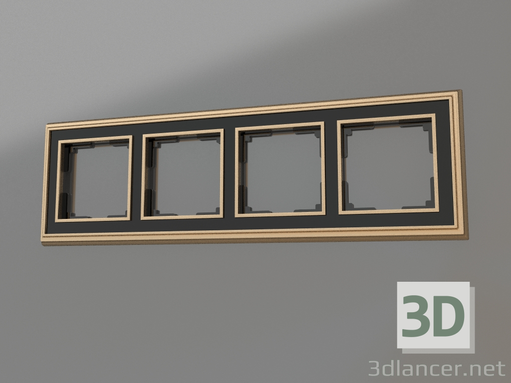 modello 3D Cornice per 4 montanti Palacio (oro-nero) - anteprima