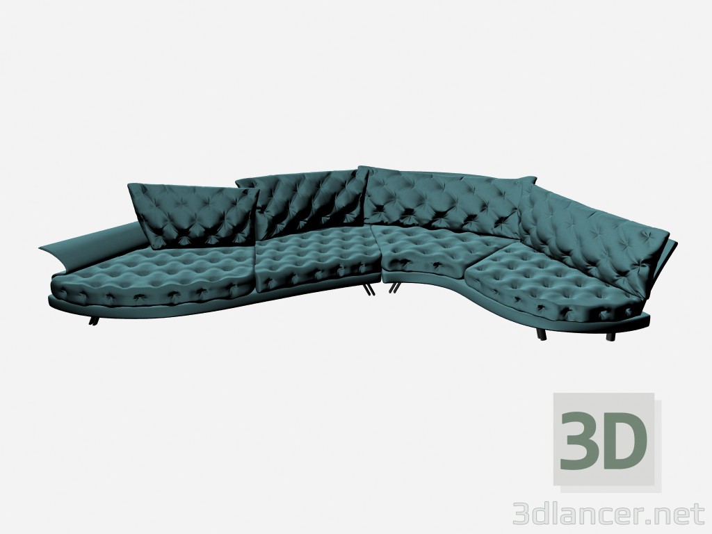 3D modeli Kanepe süper roy capitonne 4 - önizleme