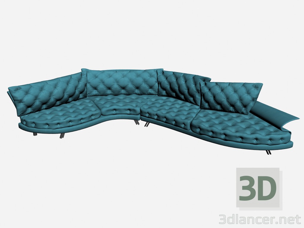 3D modeli Kanepe süper roy capitonne 5 - önizleme