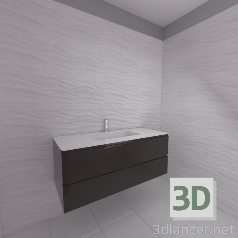 modèle 3D vasque en porcelaine - preview