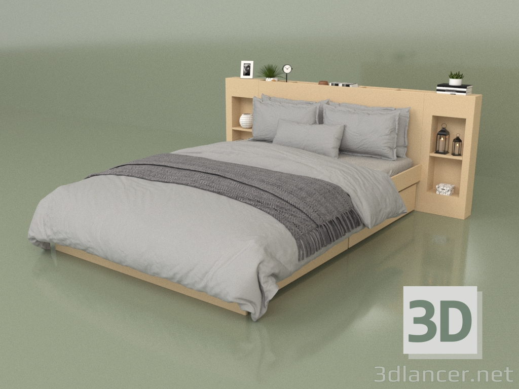 3d model Bed with organizers 1400 x 2000 (10312) - preview