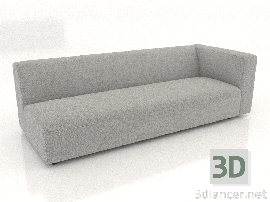 3D Modell Sofamodul 2 Sitze (L) 223x90 mit Armlehne rechts - Vorschau