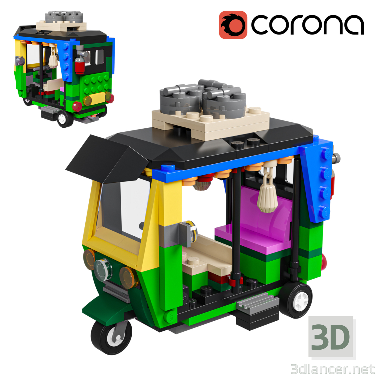 Lego Tuk Tuk 3D modelo Compro - render