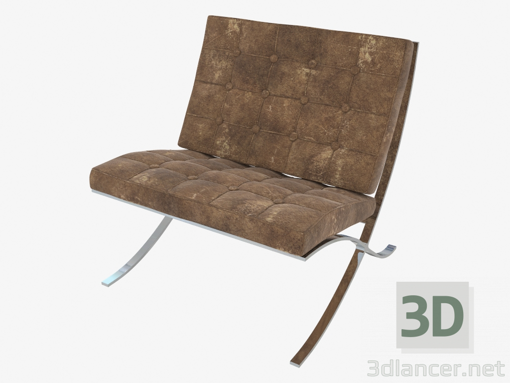modèle 3D Chaise avec sellerie en cuir Barselona - preview