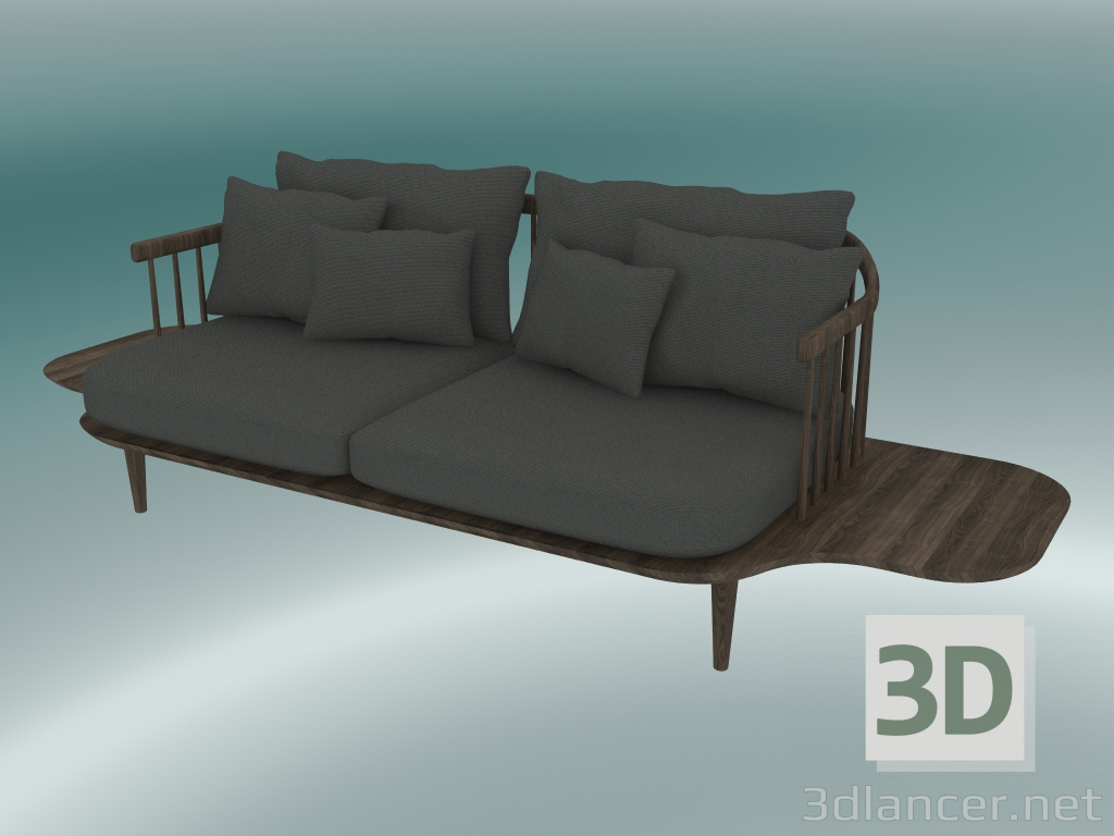 3D Modell Sofa Double Fly (SC3, H 70 cm, T 80 cm, L 240 cm, geräucherte geölte Eiche, Hot Madison 093) - Vorschau