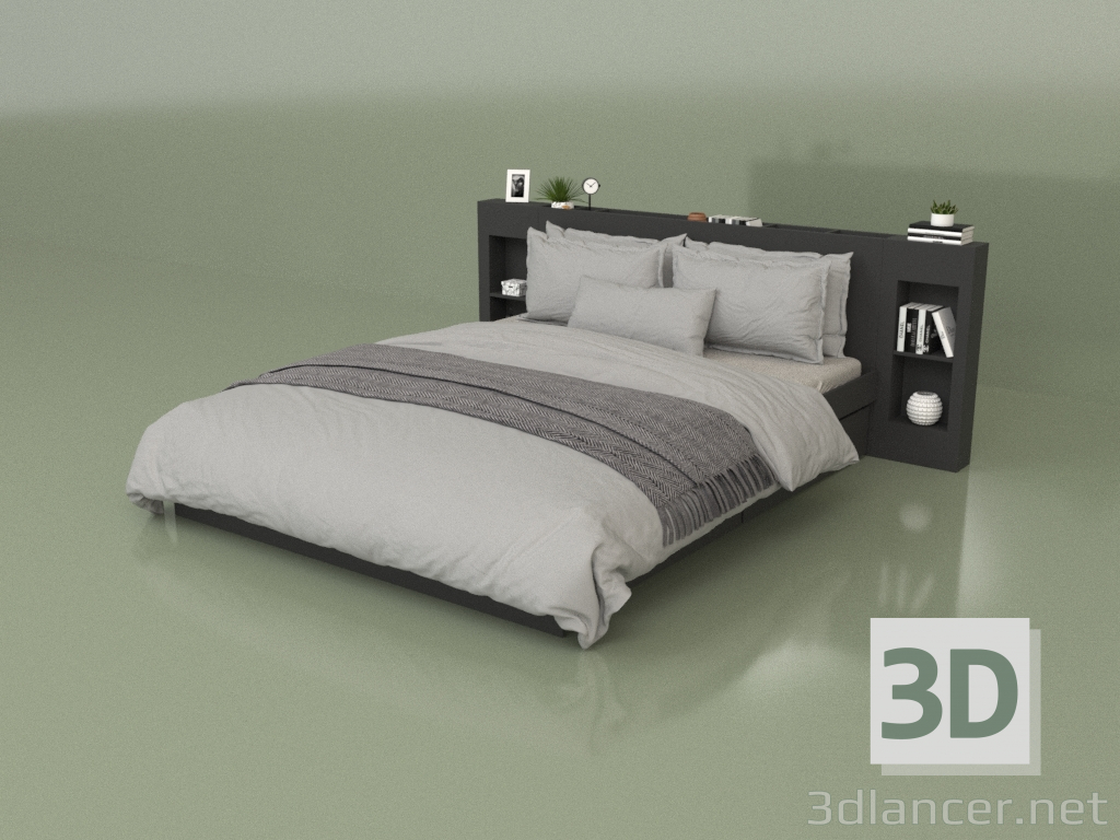 3 डी मॉडल आयोजकों के साथ बिस्तर 1600 x 2000 (10323) - पूर्वावलोकन