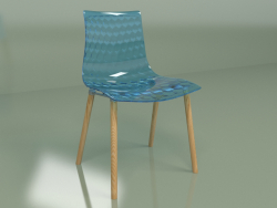 Stuhl Gauzy mit Holzbeinen (transparent blau)