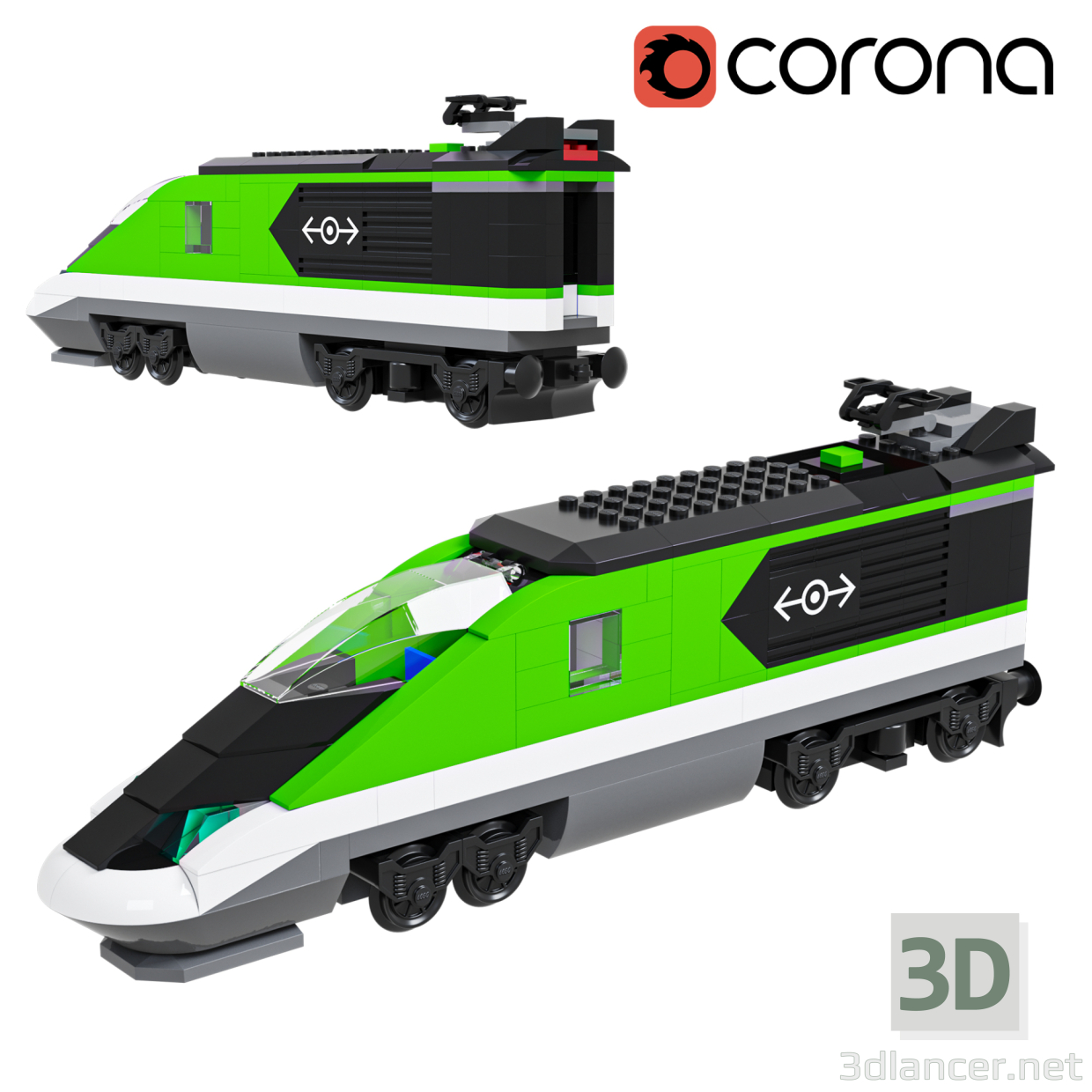 3 डी लेगो एक्सप्रेस पैसेंजर ट्रेन मॉडल खरीद - रेंडर