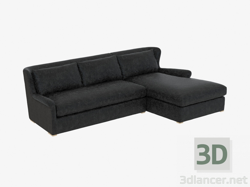 modello 3D Divano modulare in pelle LEATHER & WOOL SECTIONAL (7843-3104) RAF - anteprima