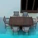 3D modeli Yemek odası için mobilya kümesi - önizleme