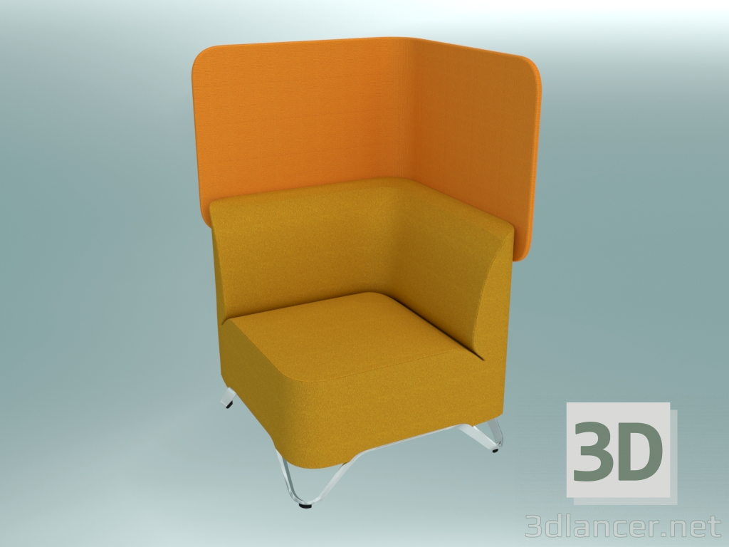 3d модель Кресло угловое, с экраном (1CW) – превью