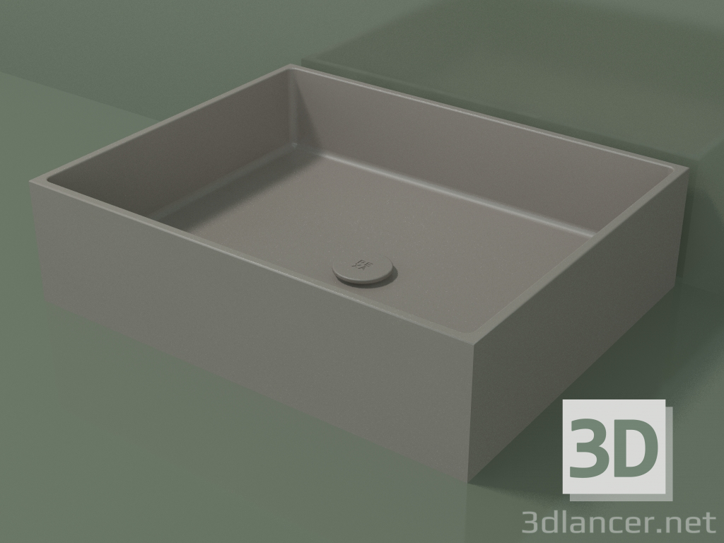 3D Modell Arbeitsplatte Waschbecken (01UN31301, Ton C37, L 60, P 48, H 16 cm) - Vorschau