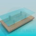 3d model Mesa baja de madera-vidrio - vista previa