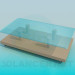 modèle 3D Table basse en bois-verre - preview