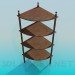 3d модель Деревянная угловая этажерка – превью