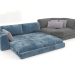 3D modeli ISLAND yataklı kanepe ve uzanma koltuğu (açılmış) - önizleme