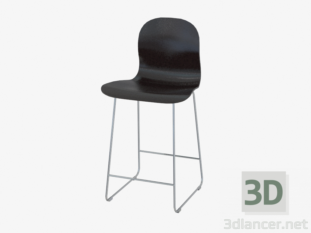 modello 3D Sedia impilabile bar nero Tate - anteprima