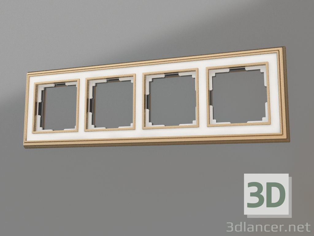 modello 3D Cornice per 4 montanti Palacio (oro-bianco) - anteprima