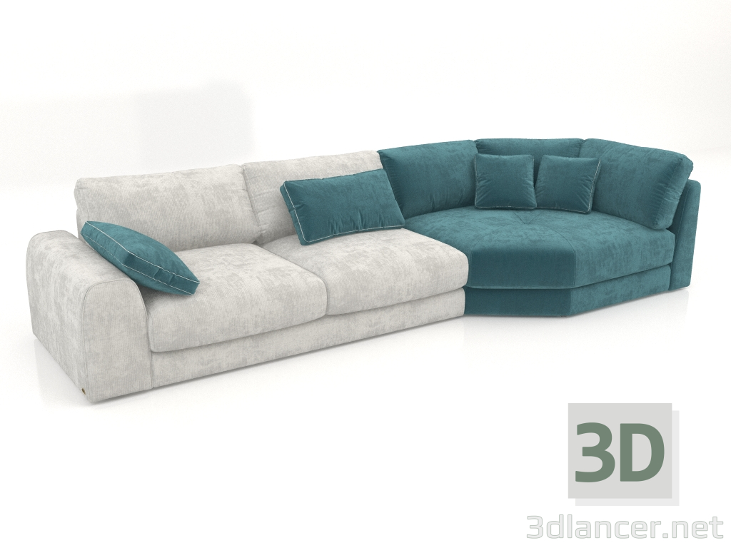 Modelo 3d Sofá cama ISLAND com chaise longue - preview