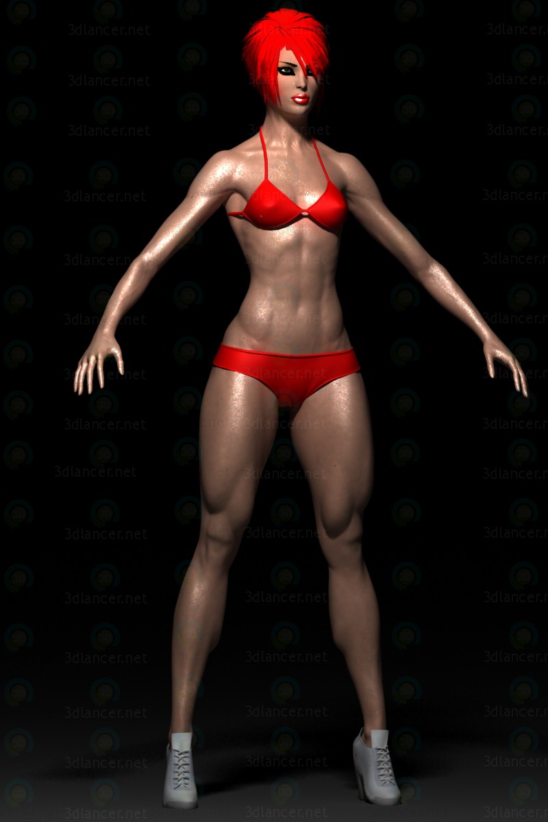 3d Athletic female body base mesh model buy - render