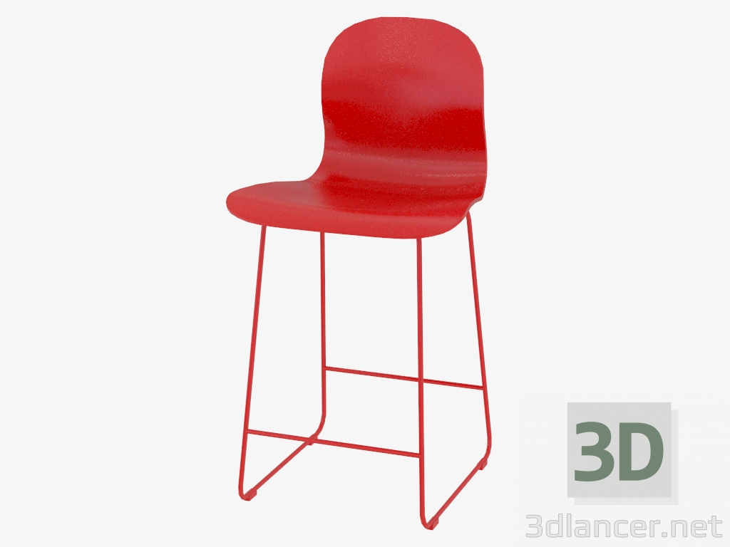 modello 3D Sedia impilabile per bar rossa Tate - anteprima