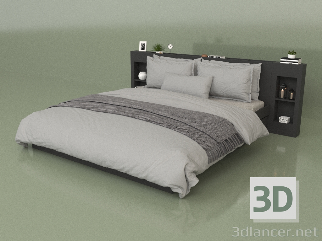 3 डी मॉडल आयोजकों के साथ बिस्तर 1800 x 2000 (10333) - पूर्वावलोकन