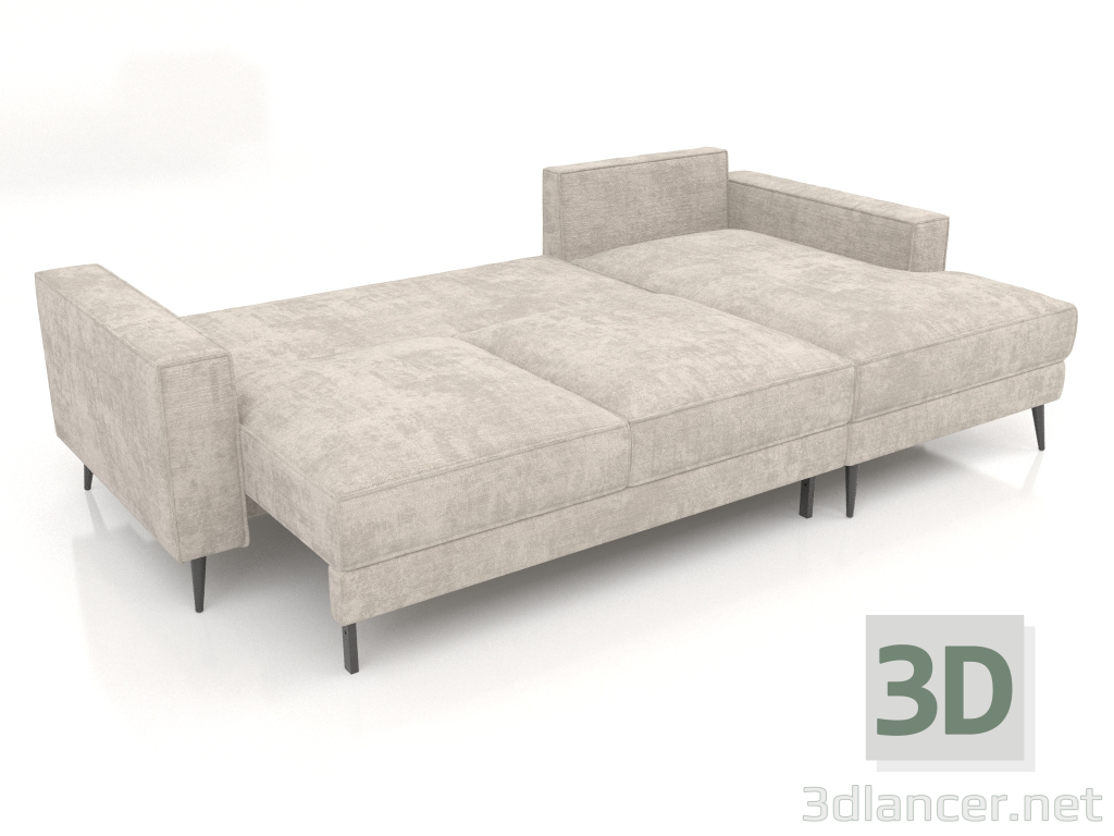 modèle 3D Canapé-lit MADISON avec pouf (déplié) - preview