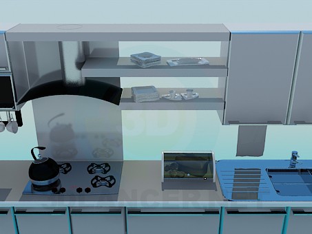 3d model Kitchen, a full set of items - preview 3d model Kitchen, a full set of items - preview