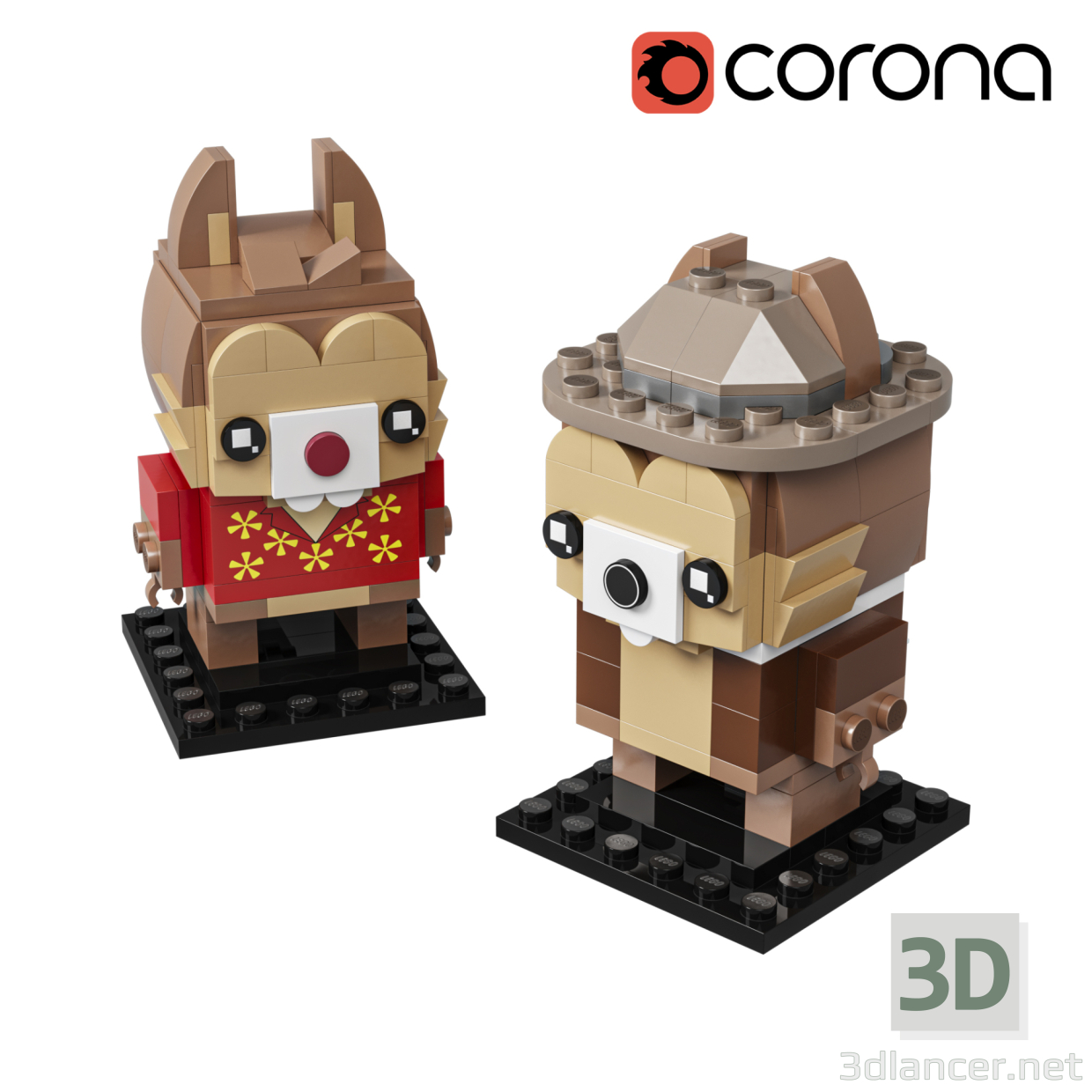 modello 3D di Lego Cip e Ciop comprare - rendering