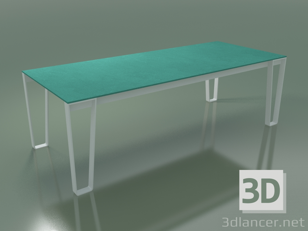 3D Modell Esstisch im Freien InOut (933, weiß lackiertes Aluminium, türkis emaillierte Lavasteinlatten) - Vorschau