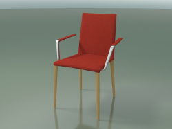Sandalye 1709BR (H 85 cm, istiflenebilir, kolçaklı, kumaş döşemeli, L22 doğal meşe)