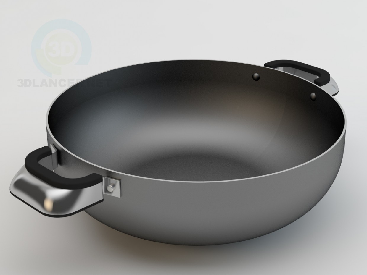 3D modeli Fry Pan iki kulplu - önizleme