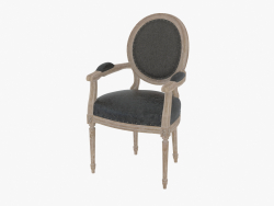 Une chaise à manger avec accoudoirs VINTAGE FRANÇAIS LOUIS ARDOISE ROND FAUTEUIL (8827.1105)