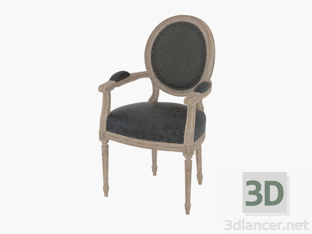 modello 3D Una sedia da pranzo con braccioli FRANCESE VINTAGE LOUIS SLATE ROUND POLTRONA (8827.1105) - anteprima