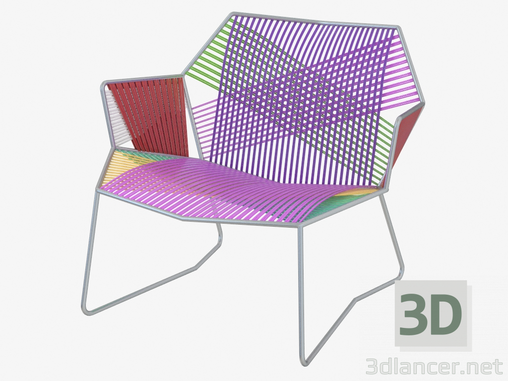 modèle 3D Chaise en osier avec structure en métal - preview