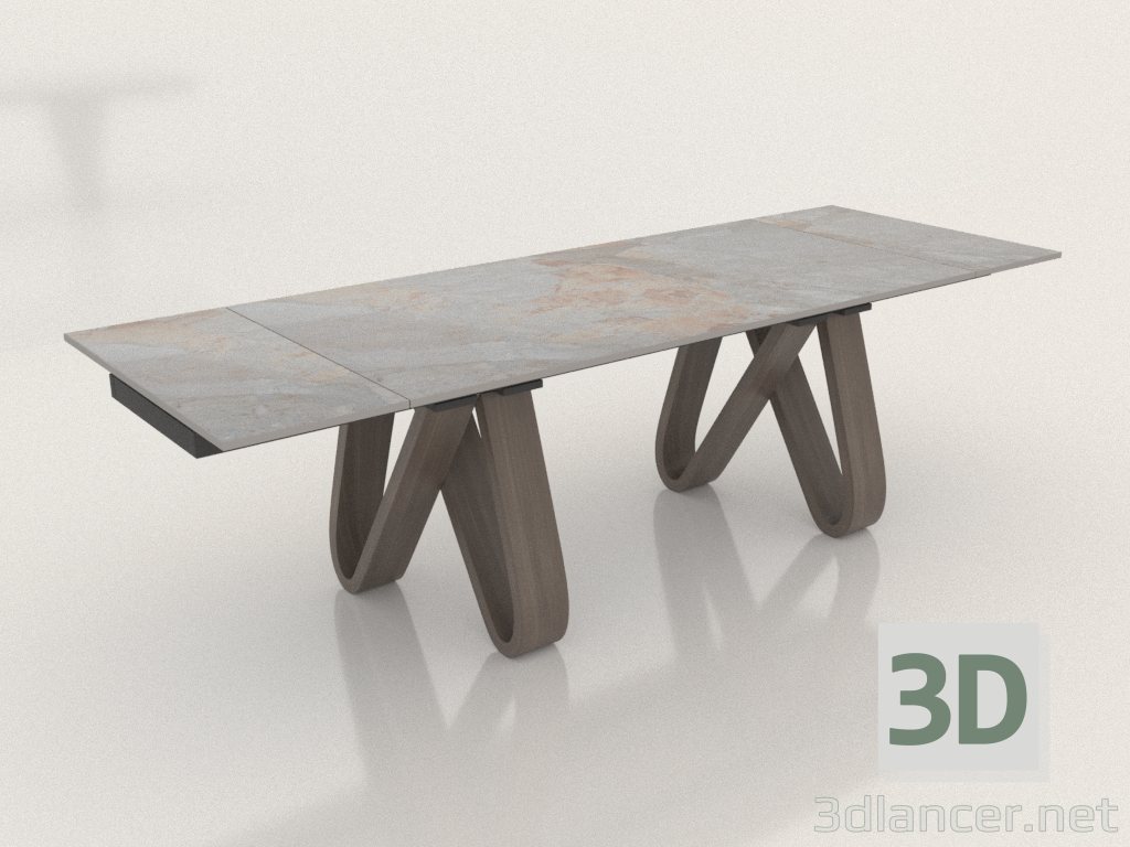 3 डी मॉडल फोल्डिंग टेबल लिडो 180-260 (ग्रे सिरेमिक-अखरोट) फैला हुआ है - पूर्वावलोकन