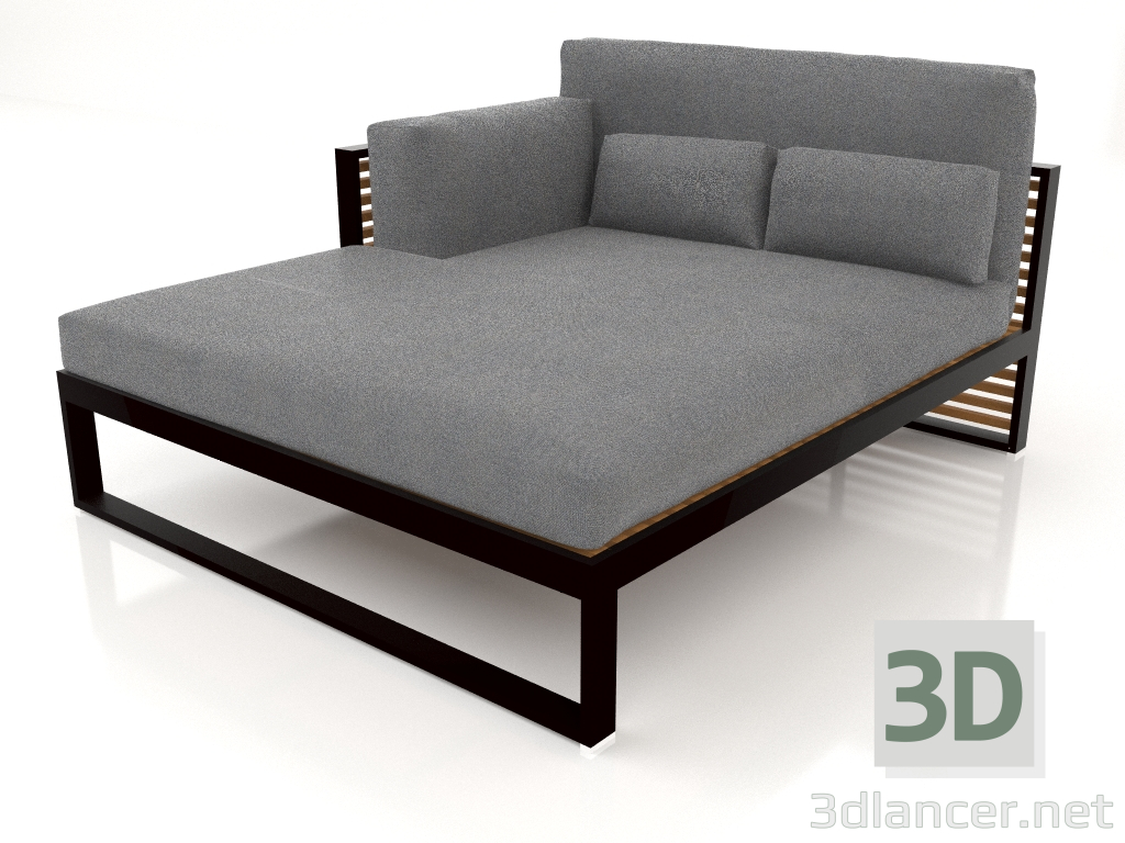 modello 3D Divano modulare XL, sezione 2 sinistra, schienale alto, legno artificiale (Nero) - anteprima