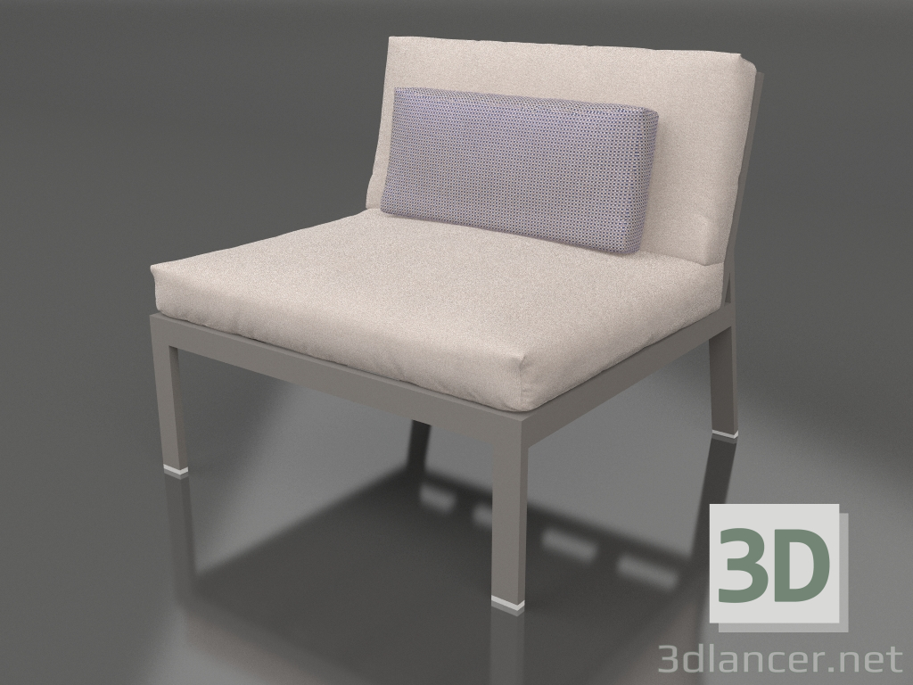modèle 3D Module canapé, section 3 (Gris quartz) - preview