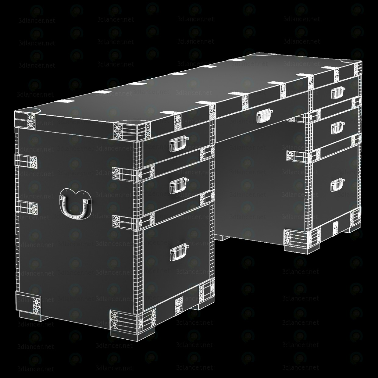 3d model HEIRLOOM SILVER CHEST desk Restoration Hardware 11840