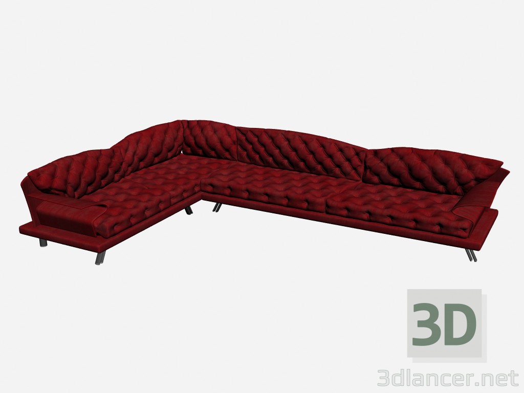 modello 3D Angolo divano Super roy capitonne 1 - anteprima