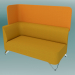 3d model Double sofa with armrest on the right, with a screen (2RW) - preview