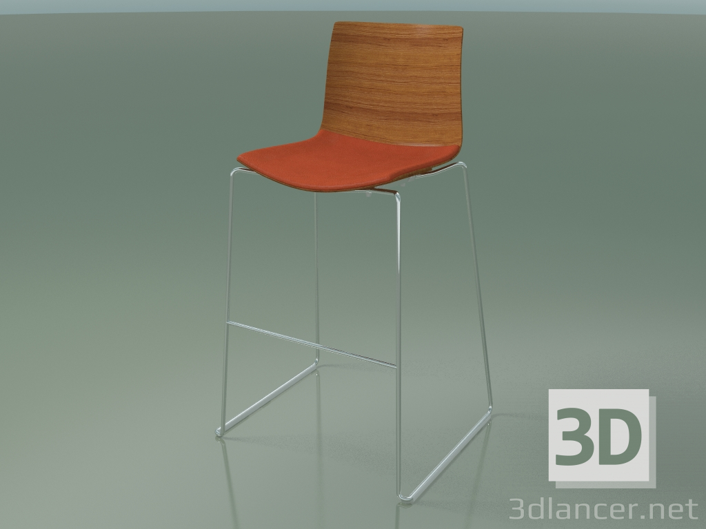 modello 3D Sgabello da bar 0305 (su una slitta, con un cuscino sul sedile, effetto teak) - anteprima