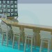 3D modeli Sayaç sandalye ile Bar - önizleme