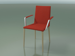 Stuhl 1709BR (H 85 cm, stapelbar, mit Armlehnen, mit Stoffbezug, L20 gebleichte Eiche)