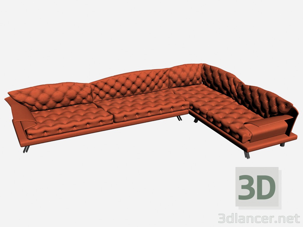 modèle 3D Canapé angle Super roy capitonne 2 - preview