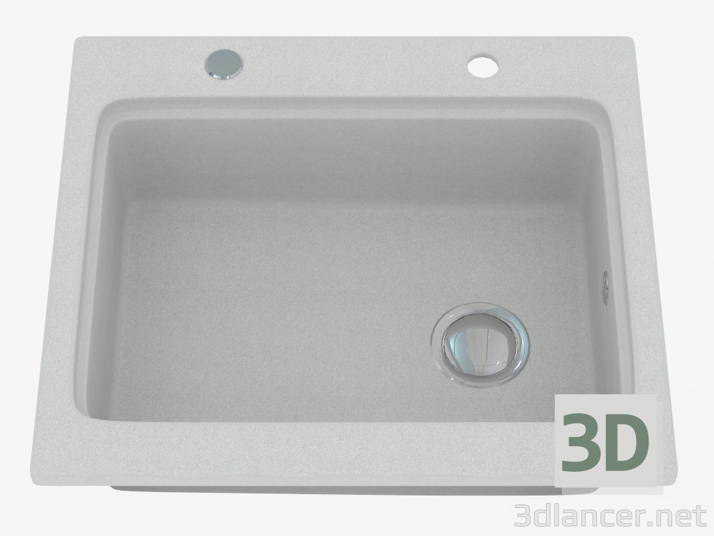 modello 3D Lavello, 1 vasca senza alette per asciugatura - grigio metallizzato Moderno (ZQM S103) - anteprima