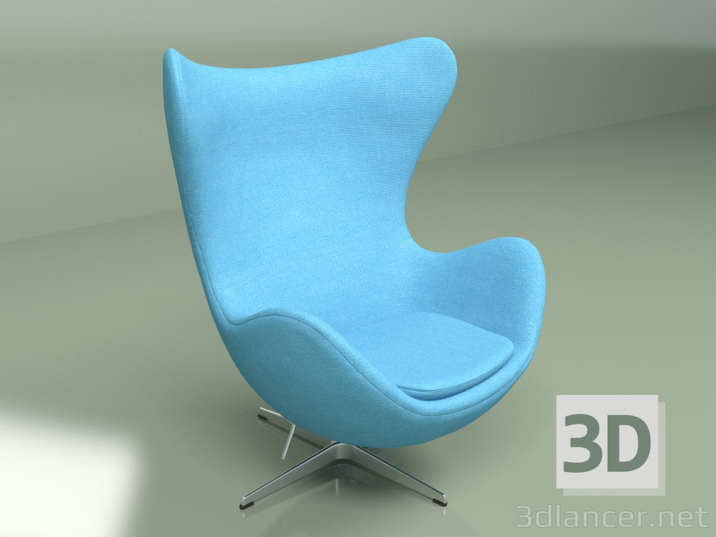 modèle 3D Fauteuil Egg (bleu clair) - preview