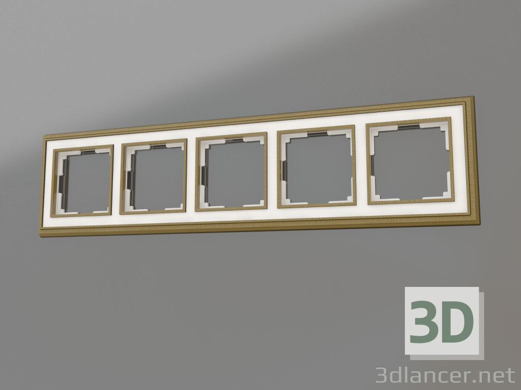 3d модель Рамка на 5 постов Palacio (бронза-белый) – превью