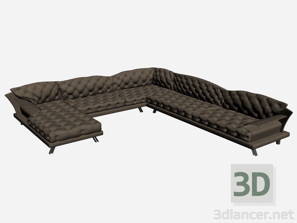 3d модель Кутовий диван супер Рой capitonne 3 – превью