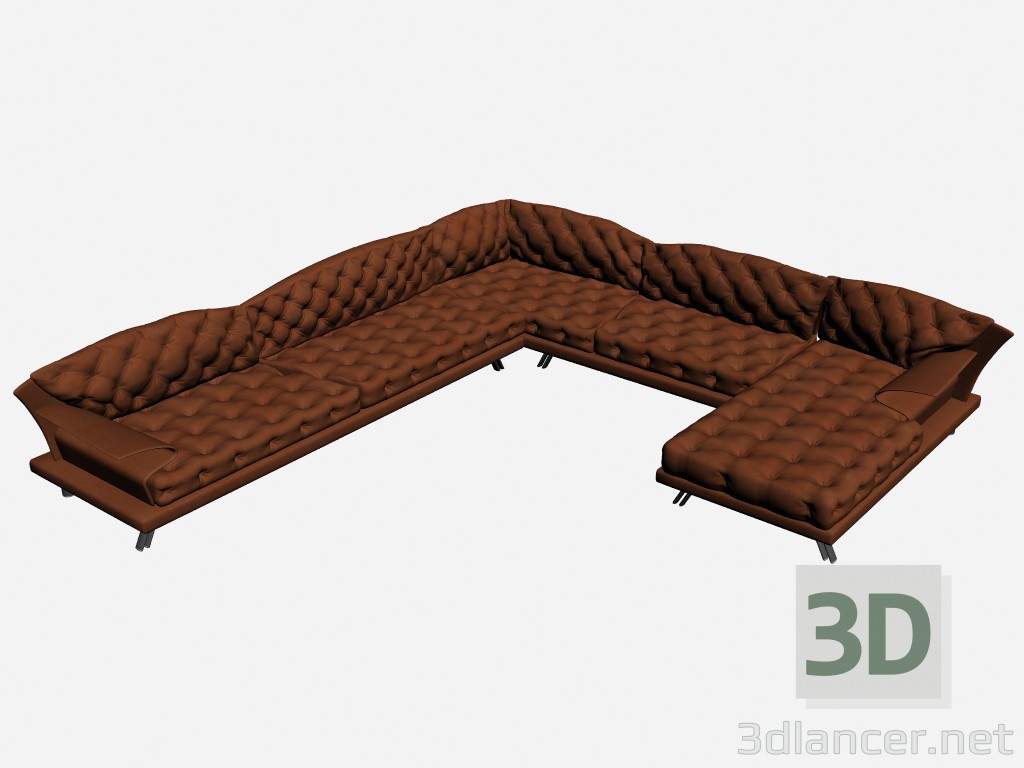 modèle 3D Canapé angle Super roy capitonne 4 - preview